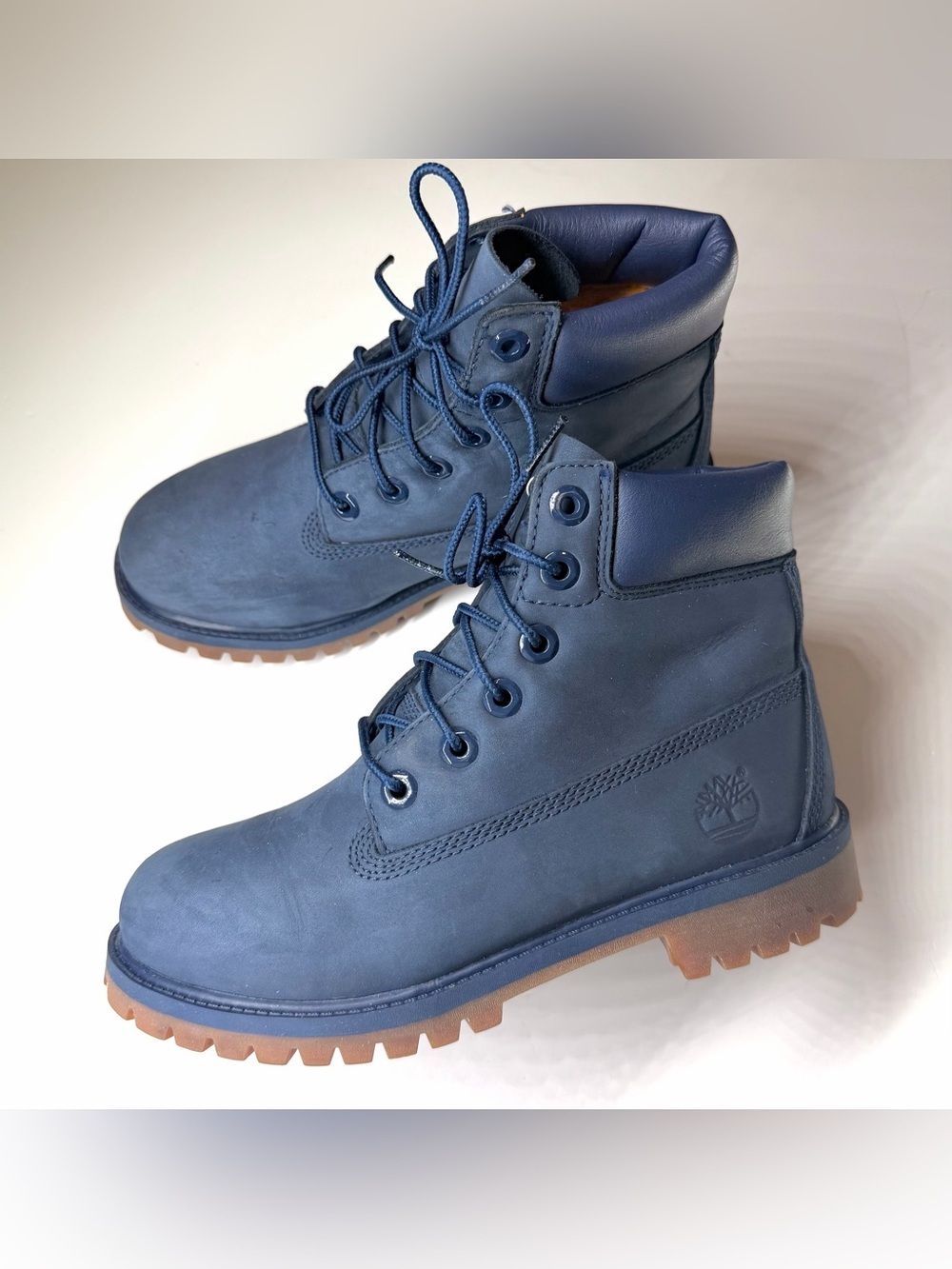 Timberland Junior 6-Inch Premium Waterproof Boots Navy Nubuck Size- 5